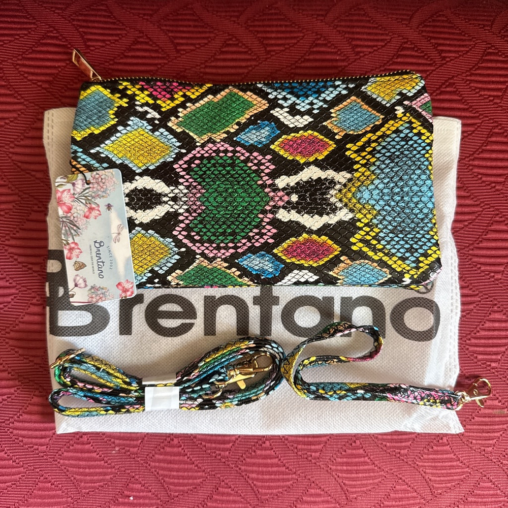 Brentano Multi-color Python Blue Crossbody/Clutch… - image 1